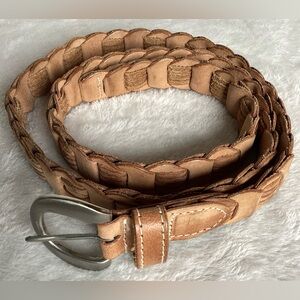 Genuine Premium Leather Belt Brown W Brass Buckle Ladies L/XL Adjustable